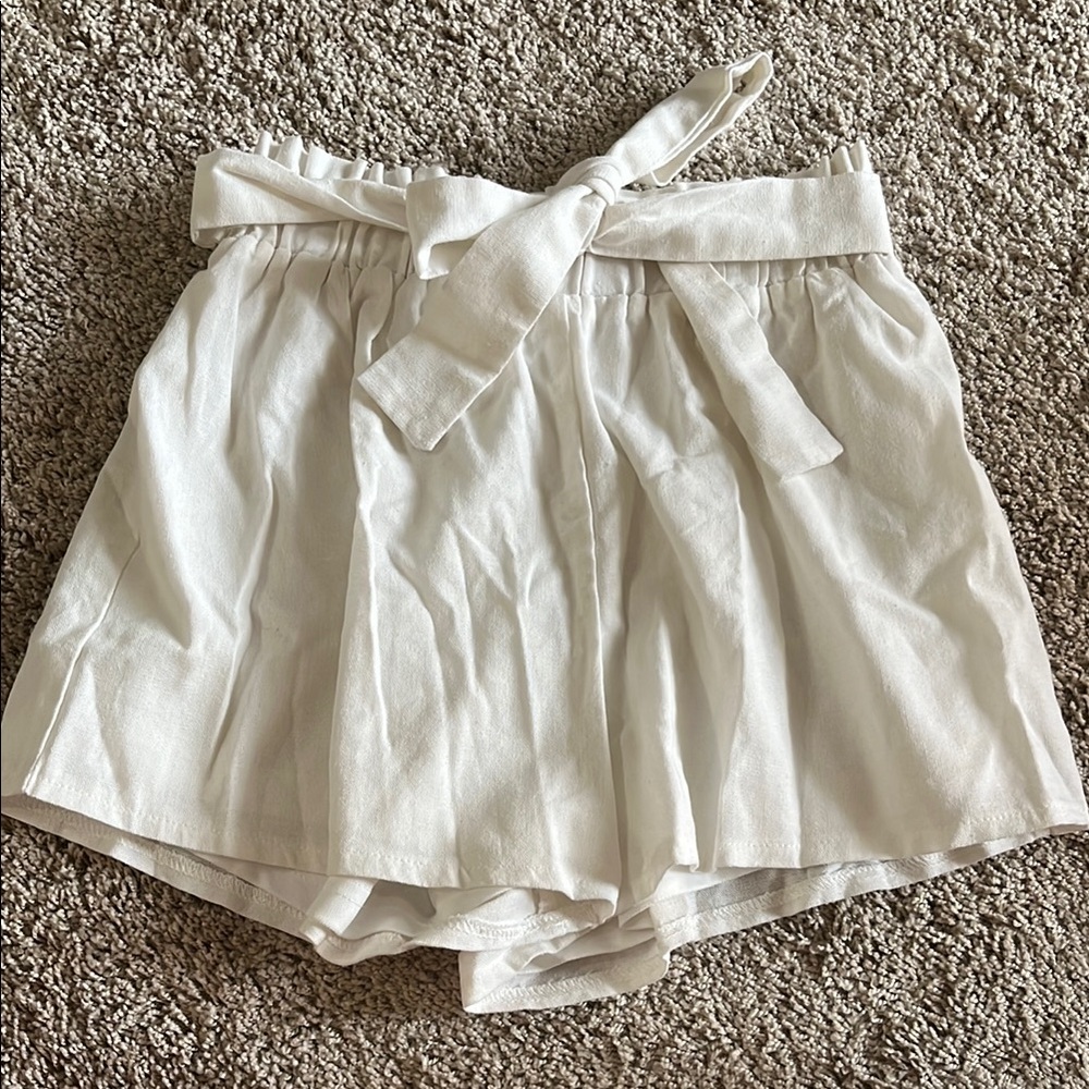 Women's White Tie-Waist Shorts